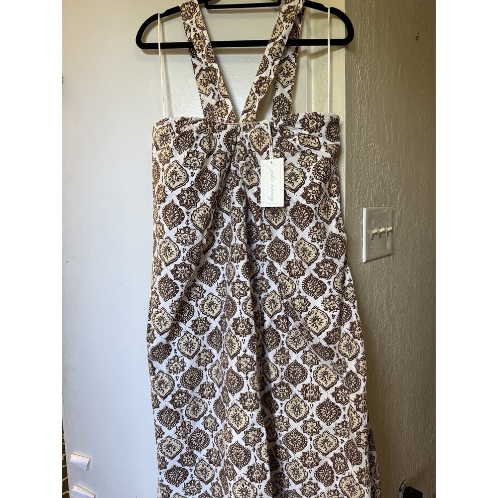 Julia Amory Elle Medallion Printed Poplin Maxi Dress Small Adjustable Strape NWT